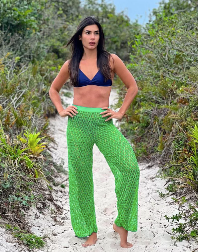 Beach Knit Tricot Pants- Green