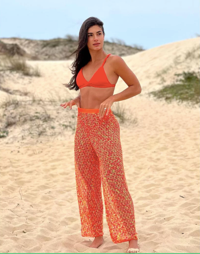 Beach Knit Tricot Pants- Orange/Multi